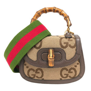 グッチ GUCCI グッチバンブー1947 ミニ ジャンボGG 686864 ジャンボ GG ジャンボ GGキャンバス ショルダーバッグ レディース 中古