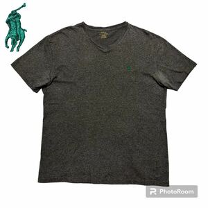 ポロ ラルフローレン Vネック 半袖 Tシャツ 霜降りボディ 刺繍 ワンポイント　　POLO RALPH LAUREN 柔らかい上質素材 S/S 柳8029