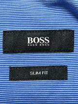 ヒューゴボス ボーダー ストライプ スリムフィット 半袖 シャツ ボタンダウン　　ドイツブランド HUGO BOSS 胸ポケット SLIM FIT 柳8028_画像3
