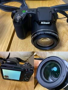【便利な単三電池で使用可】ニコン Nikon Coolpix L320 ブラック Nikkor 26x Wide Optical Zoom ED コンパクトデジタルカメラ ★1010Y