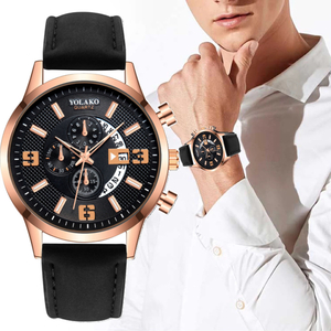 Нарученные часы греческий персонаж замшевый кожа винтажный календарь аналоговый мужский кварцевый золото Quartz Gold Watch Black Gender Commine