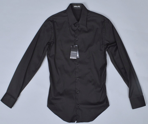 [SH432]エンポリオアルマーニ コットン製 スリムフィット 黒 シャツ（38) 新品
