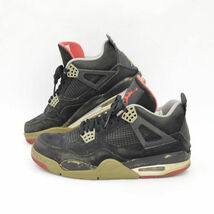 ★ NIKE ナイキ AIR JORDAN 4 RETRO エアジョーダン 4 スニーカー ブラック 27cm 箱付き 308497-089 中古 (0220420228)_画像2