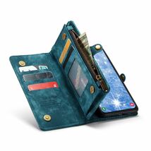 Galaxy S23 レザーケース ギャラクシー s23 ケース　galaxy s23 カバー SC-51D SCG19 手帳型 財布型 カード収納 ストラップ付き ブルー_画像3