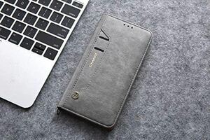 iPhone 13 レザーケース アイフォン13 ケース iPhone13 カバー　手帳型　カード収納 grey