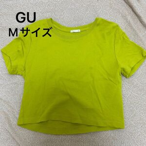 GU ミニT 半袖 レディース グリーン 黄緑Tシャツ ショート丈 春 夏 シンプル ストリート カジュアル