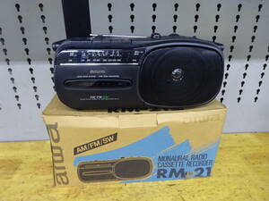  ａｉｗａ アイワ ラジオカセットレコーダー RM-21 電源コード付 FM SW AMチューナー内蔵 美品♪