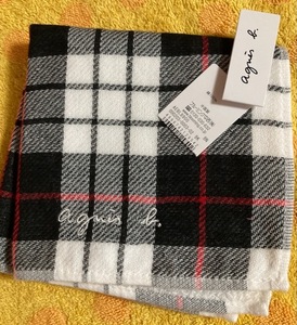 agnes b. Agnes * beige soft towel handkerchie check pattern 