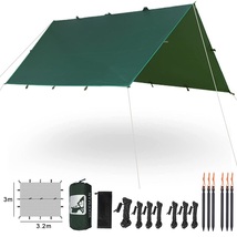 HIKEMAN タープ 日焼け止め 日覆い コンパクト 紫外線カット キャンプ アウトドア 防水 収納袋付き ペグ付き 1~2人用 120Mホワイトシルバー_画像4