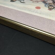 FG0626-24-3-3 「模写」 七福神 水彩 縁起物 インテリア 店舗デザイン 在銘 ガラスひびあり 100サイズ_画像8