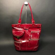 FG0712-9-4-3　LOUNIE ルーニィ レザー バッグ トートバッグ レッド　 37cm×14cm×31cm 100サイズ_画像1