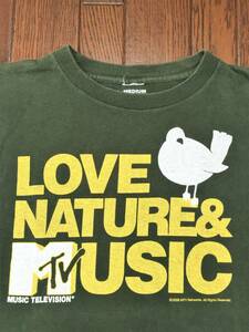 MTV б/у футболка LOVE NATURE & MUSIC Woodstock голубь - to музыка музыка блокировка частота 