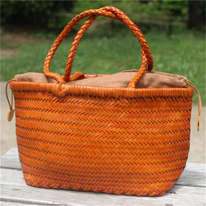  original leather cow leather leather knitting basket bag basket bag . bag . tote bag leather mesh bag basket lady's 