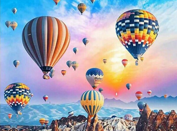 ダイヤモンドアート キット 気球の飛ぶ空 バルーン 四角ビーズ スクエアビーズ ダイアモンドアート ダイヤモンドペインティング 風景 