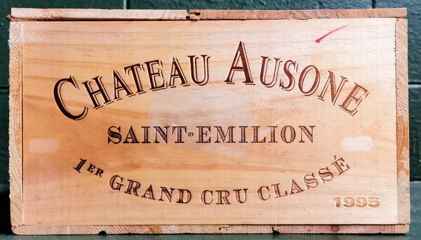 フランスボルドーワイン木箱１、1995年CHATEAU AUSONE / シャトーオーゾンヌ、　ヴィンテージウッドケース　レア品