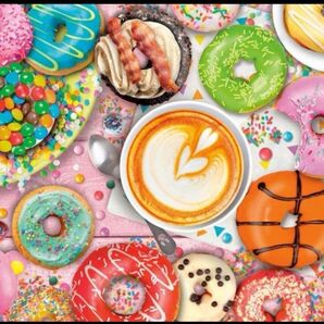 クロスステッチキット ドーナツ&カプチーノ (11CT、図案印刷あり)