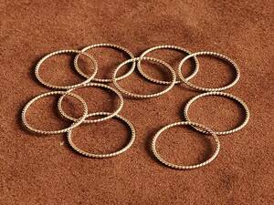 10個セット 真鍮リング（直径17mm）ゴールド ねじり 丸カン 丸環 輪っか ブラス パーツ カスタムパーツ キーホルダー レザークラフト