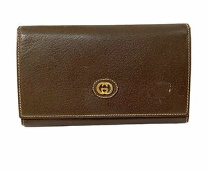 グッチ（GUCCI）035・922・0908 長財布 がま口 レザー ブラウン 訳アリ 【中古】KB-7403