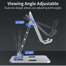 スマホスタンド 携帯スタンド 卓上 充電同時 折り畳み式 コンパクト 角度調整 滑り止め アルミ合金製iPhone/ipad/_画像4