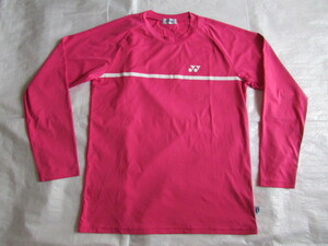  men's L size YONEX long sleeve T shirt USED beautiful long T jacket pink series 172~178cm tennis badminton 