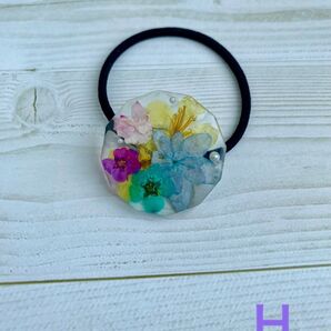 ヘアゴム ドライフラワー 押し花 ヘアアクセサリー 花束