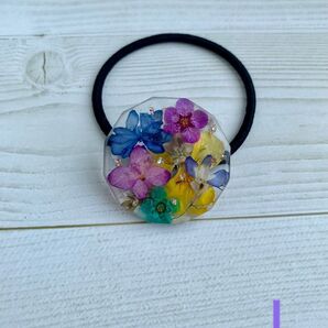 ヘアゴム ドライフラワー 押し花 ヘアアクセサリー 花束