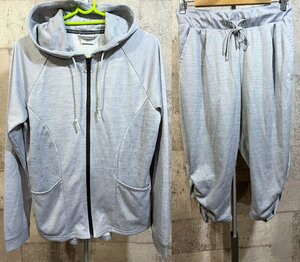  beautiful goods lady's Puma jersey top and bottom setup M PUMA hood cropped pants dore-p