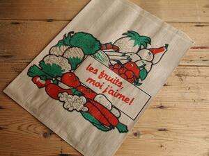 フランス マルシェ袋 5枚セット フルーツ＆野菜 ペーパーバッグ 市場 紙袋 ラッピング コラージュ 紙もの コレクション 蚤の市 雑貨