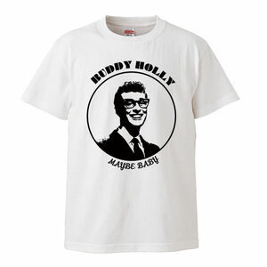 【XLサイズ 白Tシャツ】バディ・ホリー BUDDY HOLLY ロックンロール ロカビリー ビートルズ BEATLES LP CD レコード 50s 60s