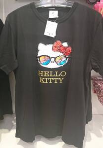 124◇ハローキティ スパンコール Tシャツ M 男女兼用 unisex M size USJ 2021 夏 限定 希少 Hello Kitty ユニバーサルスタジオ ジャパン