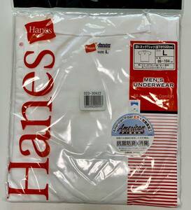 106②【Hanes】深Ｖ-ネックTシャツ●Ｌ● ヘインズ メンズ アンダーウェアー●All American Comfort●抗菌防臭・消臭●シロ／白