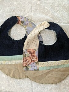  patchwork * baby's bib ③*2 pieces set * blue series * goods for baby * hand made * baby small articles * postage included 