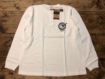 半額以下 新品 未使用 バーンズ 日本製 BARNS フラットシーマー（四本針）プリント ヘンリーネック 長袖Tシャツ XL バックプリント BR-7607_画像2