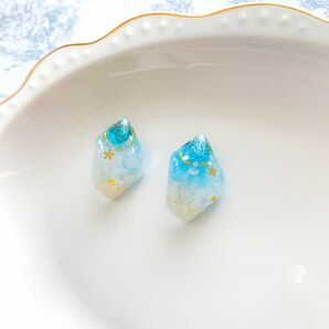 ハンドメイド キラキラ 夏色 海 砂浜 ピアス