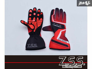 ☆Z.S.S. レーシンググローブ 手袋 成人用 XLサイズ ブラック×レッド レース カート グリップ ドリフト Gloves 新品! 在庫有り! 即納! ZSS