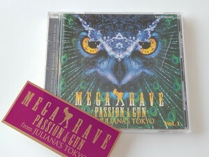 【ステッカー付良好品】MEGA RAVE PASSION & GUN fromJULIANA'S TOKYO Vol.1 CD TECX30480 93年盤,ジュリアナDJ,MASAO HOTTA,NAOHITO OHIWA