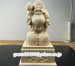 高品質★総檜材 大黒天立像 七福神 仏教工芸品　木彫仏教　精密彫刻　仏師で仕上げ品