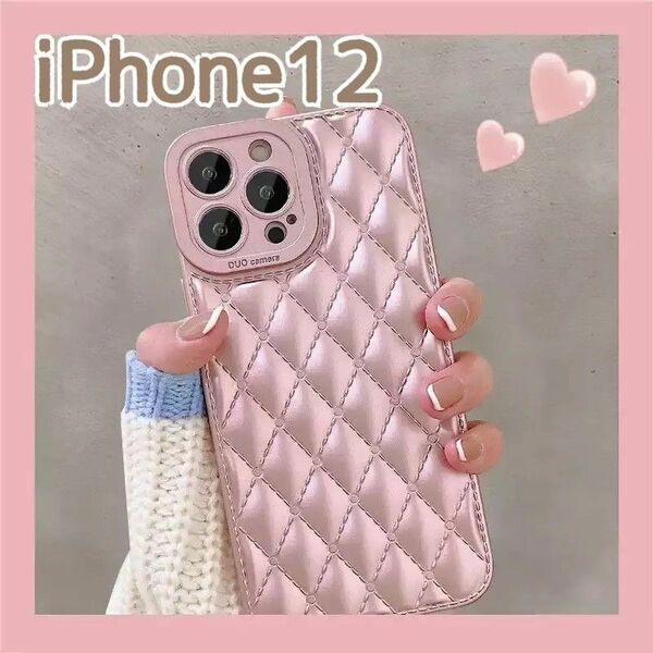 メタリックカラー iPhoneケース スマホカバー ピンク〈iPhone12〉