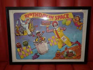 80’S★McDonald's★ポスター★21★ビンテージ★マクドナルド★アート★壁掛け★Birthday In Space★プレースマット★宇宙★ピエロ USA雑貨