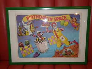 80’S★McDonald's★ポスター★23★ビンテージ★マクドナルド★アート★壁掛け★Birthday In Space★プレースマット★宇宙★ピエロ USA雑貨