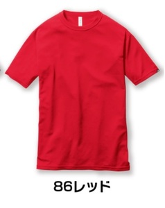 バートル 157 ショートスリーブTシャツ 86/レッド XLサイズ メンズ 半袖 吸汗速乾 作業服 作業着