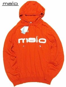 1円~【18万新品】52-XL【malo/マロ/マーロ】狙うは風格も万全なブランドのロゴ★こだわりの上質感★リッチなカシミヤ混ニットパーカー★