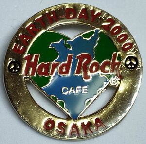 バッジ　ハードロックカフェ 大阪　アースディ 2000 地球 ハート　HARD ROCK CAFE OSAKA EARTH DAY 2000 ブローチ　SAVE THE PLANET