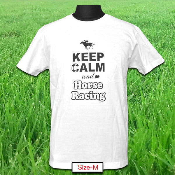 ♪競馬好きにおすすめメンズＴシャツ SIZE-M(WH)♪ Ｈｏｒｓｅ Ｒａｃｉｎｇ 完全オリジナル 送料無料