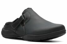 Clarks 27.5cm 軽量 スライド ミュール ブラック クロッグ レザー ファー スリッポン スニーカー ブーツ ヒール ドレス パンプス 限10_画像6