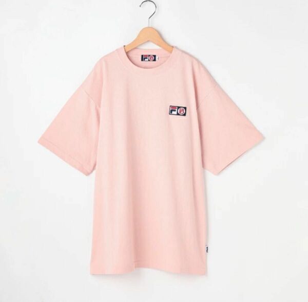  FILA×BE:FIRST ロゴ刺繍ワッペン Tシャツ 半袖　ピンク