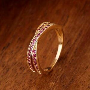 Новый 13,5 AAA CZ Ruby Crossing Yellow Gold Ruby Ring Diamond Gold Наличие золото простая бесплатная доставка