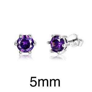  new goods silver 925 AAA+ CZ amethyst earrings 5mm stud earrings amethyst purple unisex simple silver stamp have free shipping 