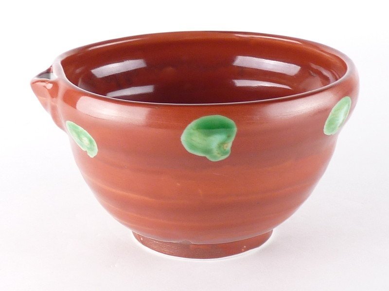 都屋】6 九谷焼須田菁華「赤彩片口小鉢」共箱高さ約9.5cm 幅約16.5cm