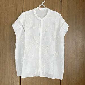 ◆Ne-net モモンガシルエット シャツ◆レディース 2 白 オフホワイト 刺繍 ネネット トップス ドルマン ブラウス
